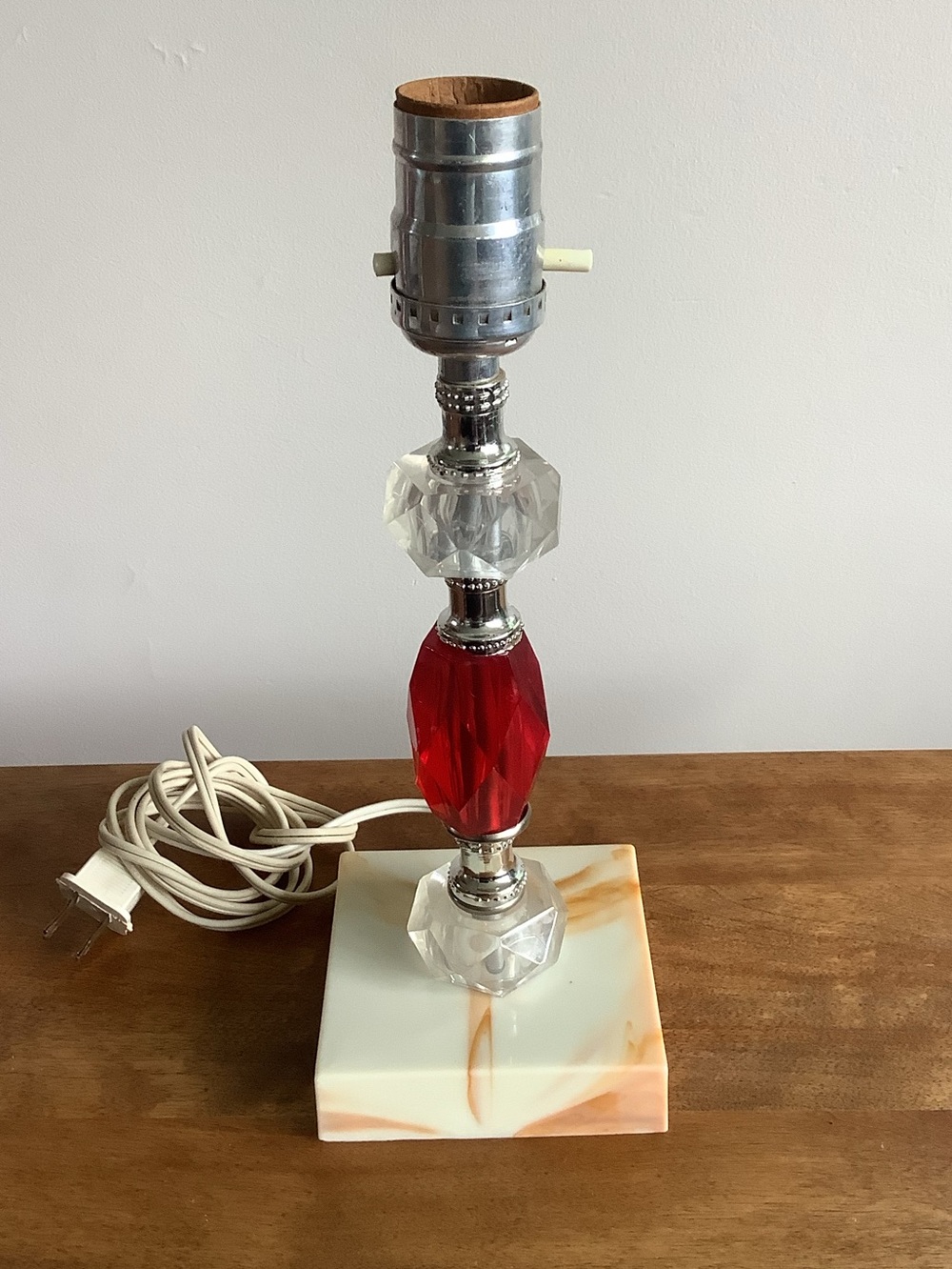 Vintage Gilbert Creation Mid-Century Ruby Red & Lucite Accent Lamp - WORKING
